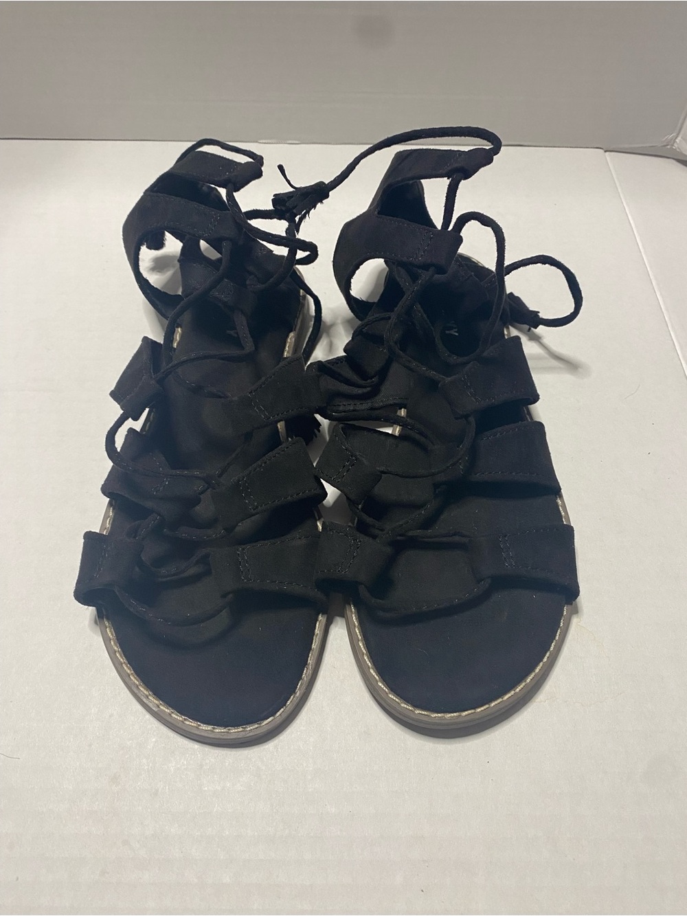 Old Navy Black Lace-Up Strappy Gladiator Sandals